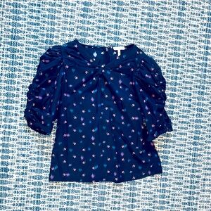 Rebecca Taylor Short Sleeve Floral Blouse Sz S